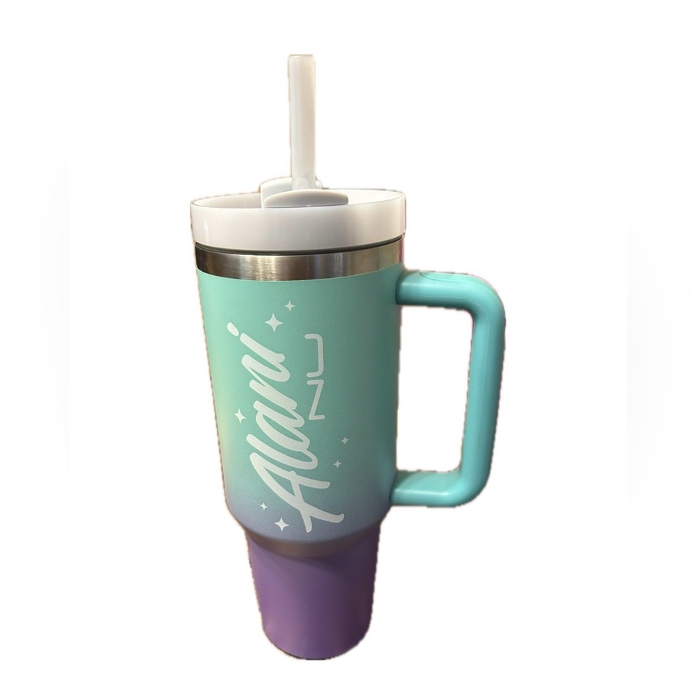 Aqua and Purple Tumbler with Straw